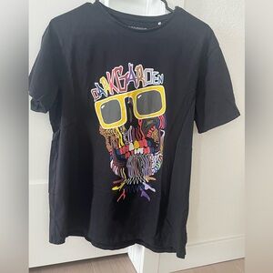 Black Graphic Skull Tee with Yellow Sunglasses